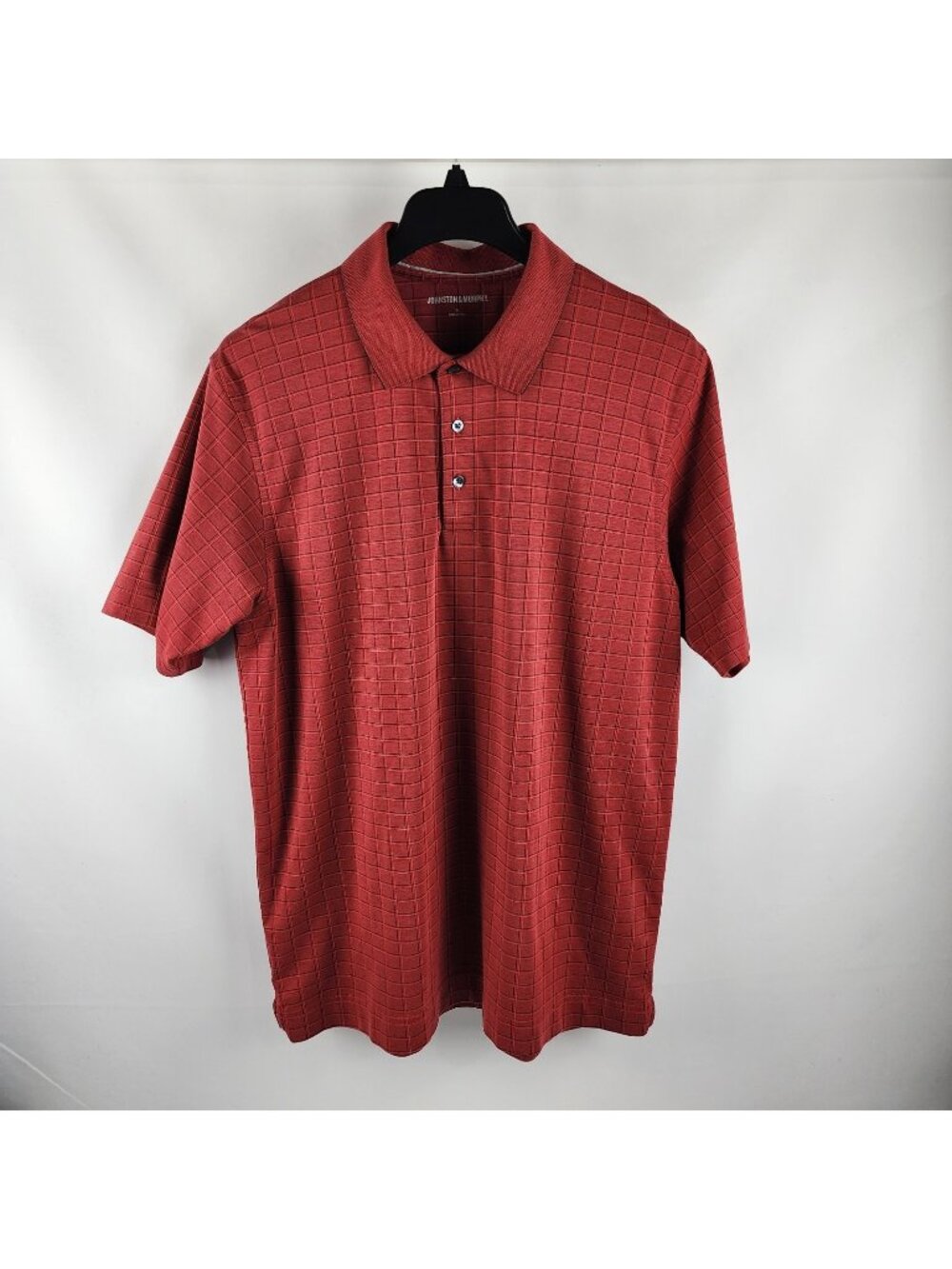 Johnston & Murphy Shirt Mens XL Red Check S/S Golf Polo
